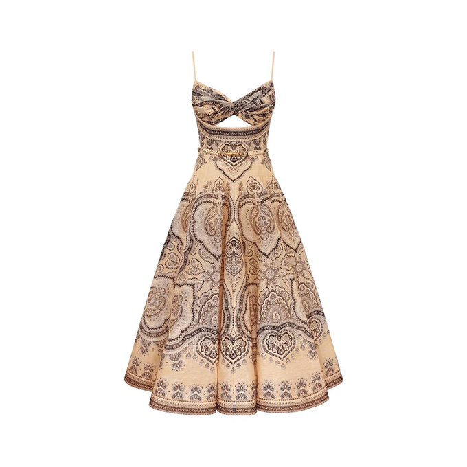 zimmermann luna paisley linen silk midi dress